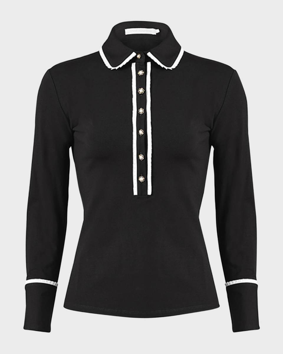 Faustine Ruffle-Trim Button-Down Top