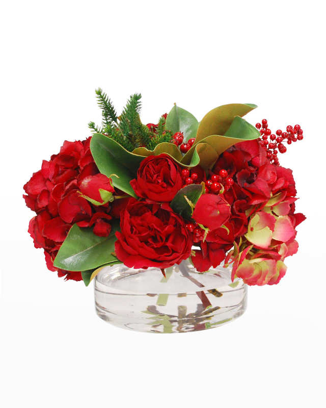 Faux Hydrangea Mix Berry Floral Arrangement in Vase