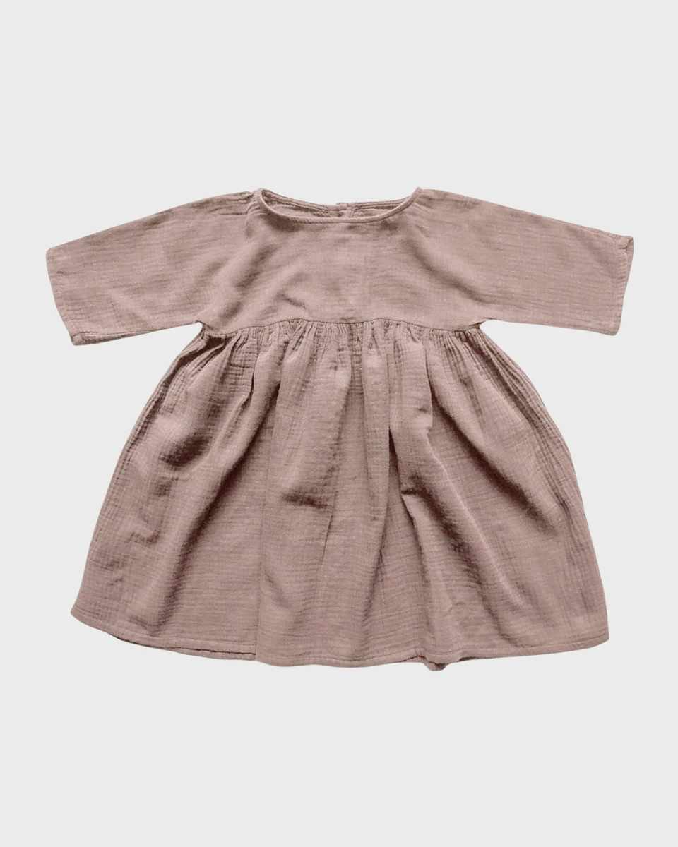 Girl's Oversized Organic Muslin Dress, Size 3M-9