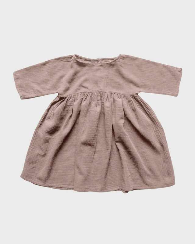 Girl's Oversized Organic Muslin Dress, Size 3M-9