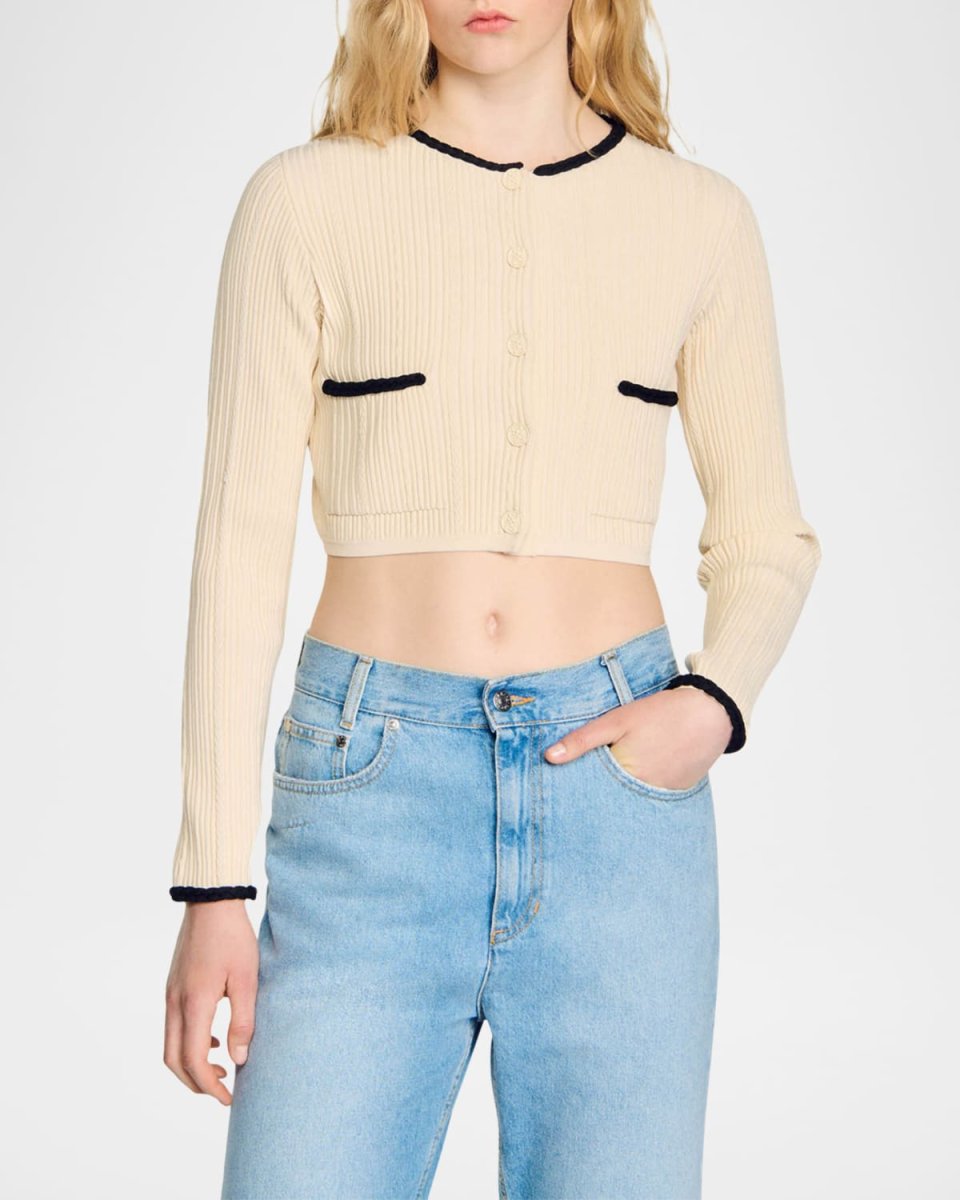 Bobo Pointelle-Knit Cropped Cardigan