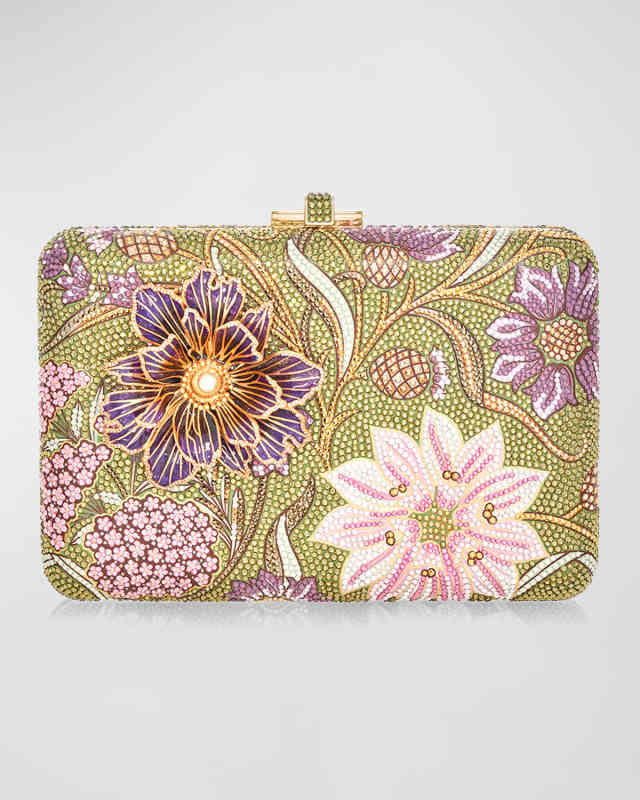 Dancing Floral Crystal Clutch Bag