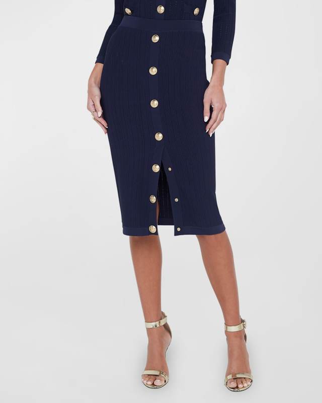 Melania Pointelle Knit Midi Skirt