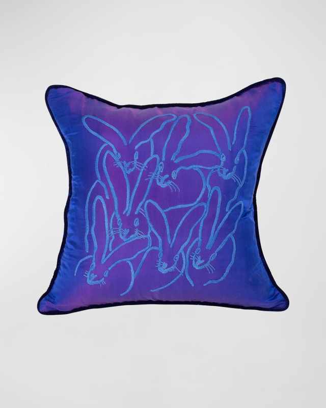 Embroidered Silk & Velvet Bunny Pillow,