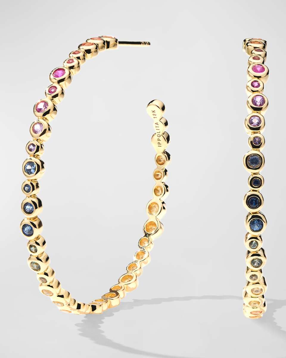 18K Starlet Hoop Earrings with Mixed Sapphires