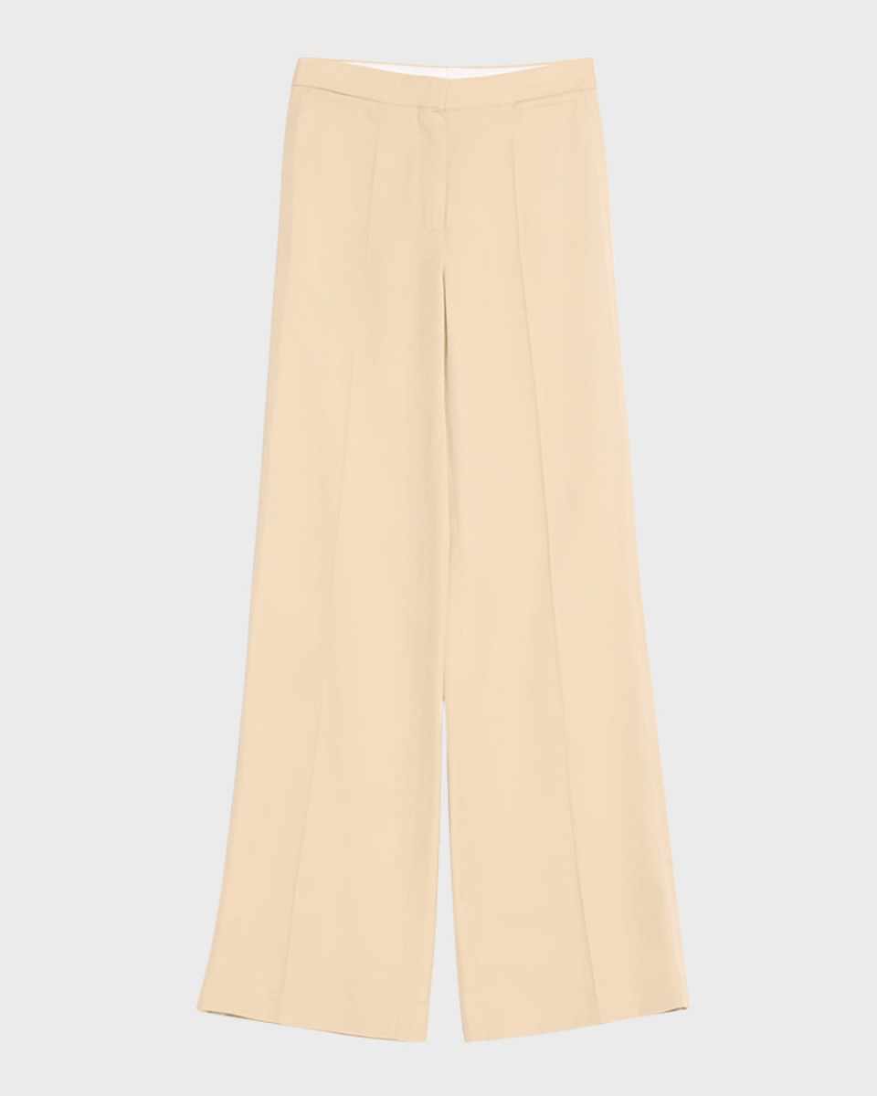 Pleated Straight-Leg Flare Trousers
