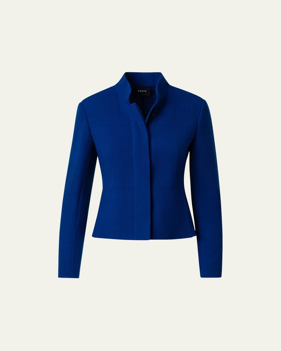 Wool Crepe Tailored Short Jacket