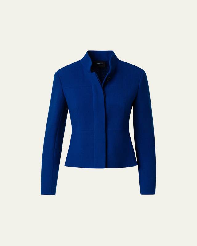 Wool Crepe Tailored Short Jacket