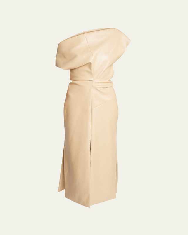 Rosa Off-Shoulder Leather Dress