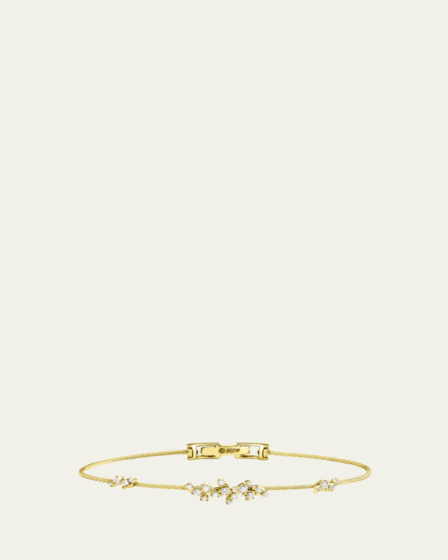 Confetti Unity Wire Bracelet in 18k Gold with Diamonds, 7"