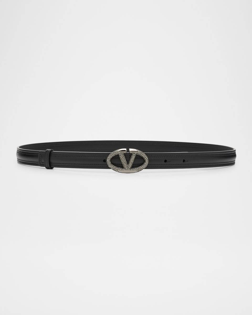 The Bold Edition V-Logo Embellished Leather Belt