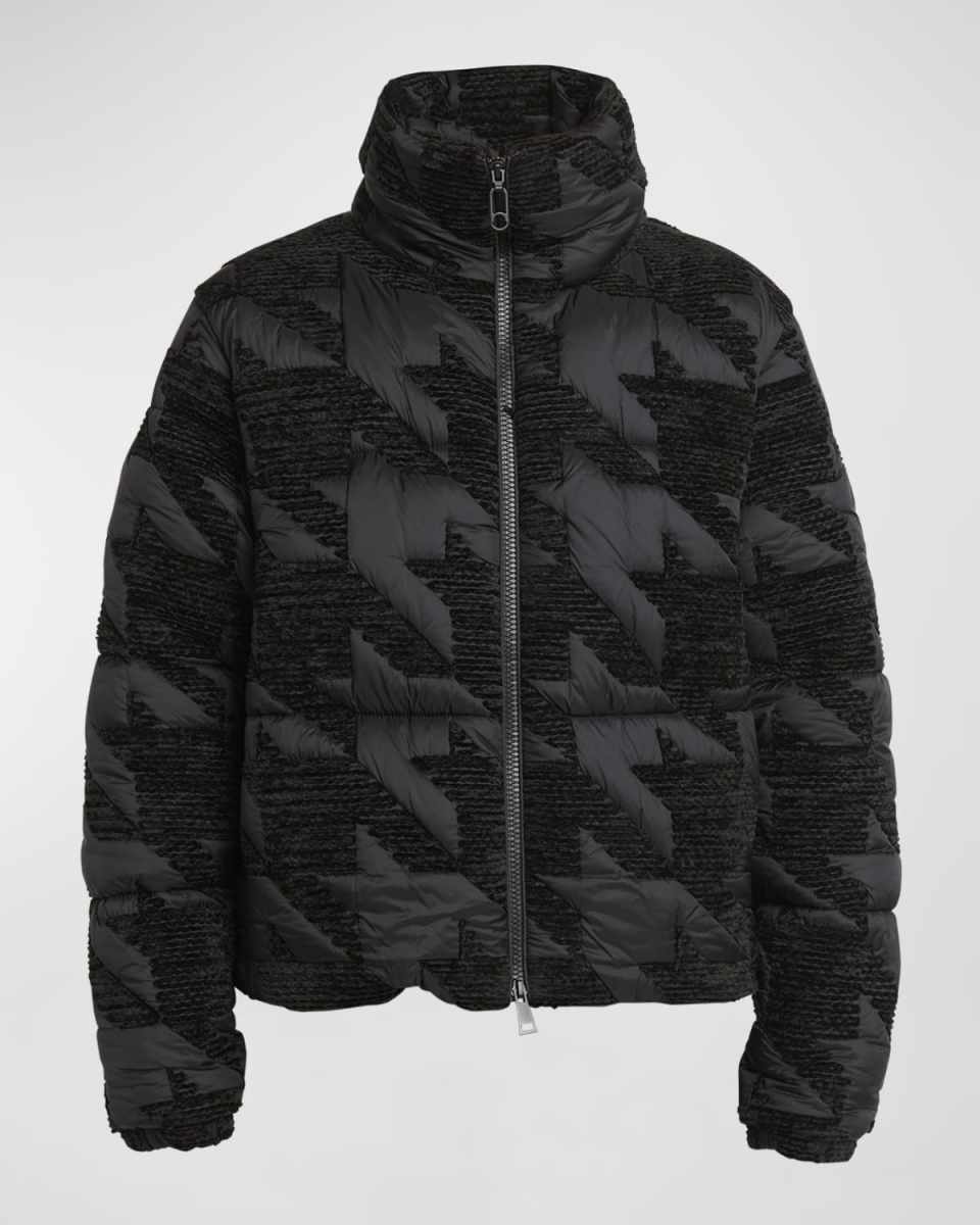 Evandra Embroidered Houndstooth Puffer Jacket
