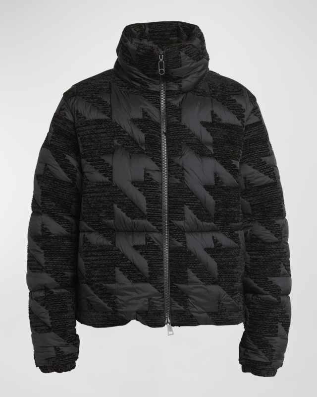 Evandra Embroidered Houndstooth Puffer Jacket