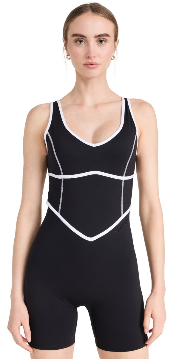 BANDIER V-Neck Tempo Contrast Seam Playsuit Black/White