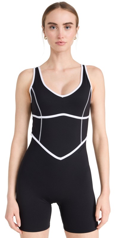 BANDIER V-Neck Tempo Contrast Seam Playsuit Black/White