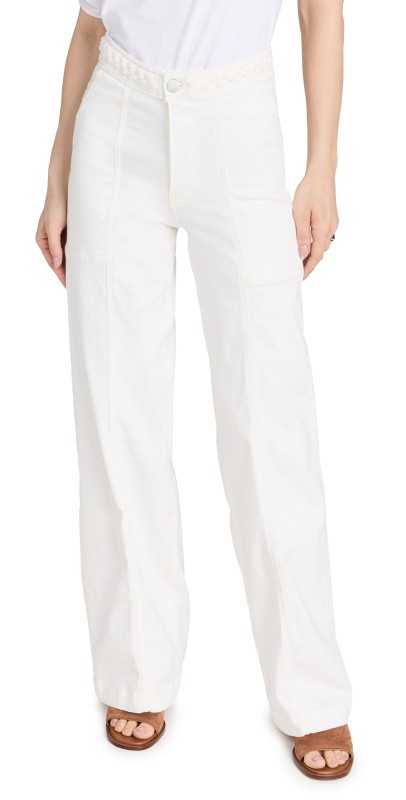 FRAME Braided Waistband Wide Leg Jeans Au Natural Clean