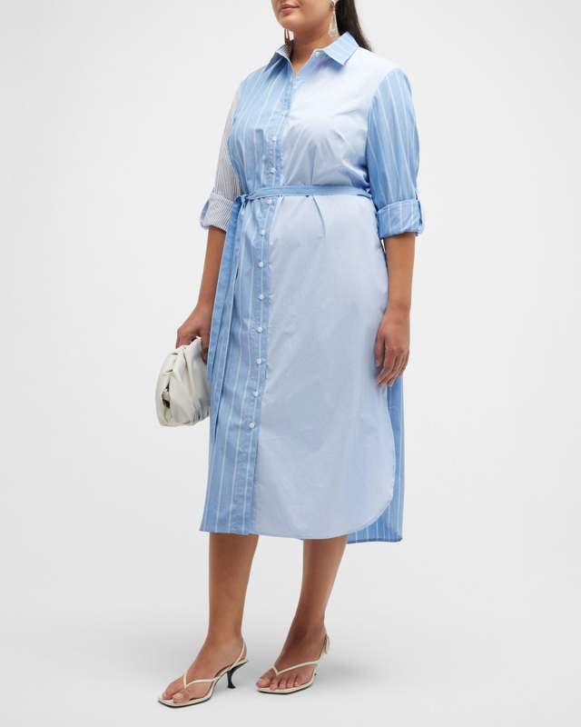 Plus Size Alex Striped Colorblock Shirtdress