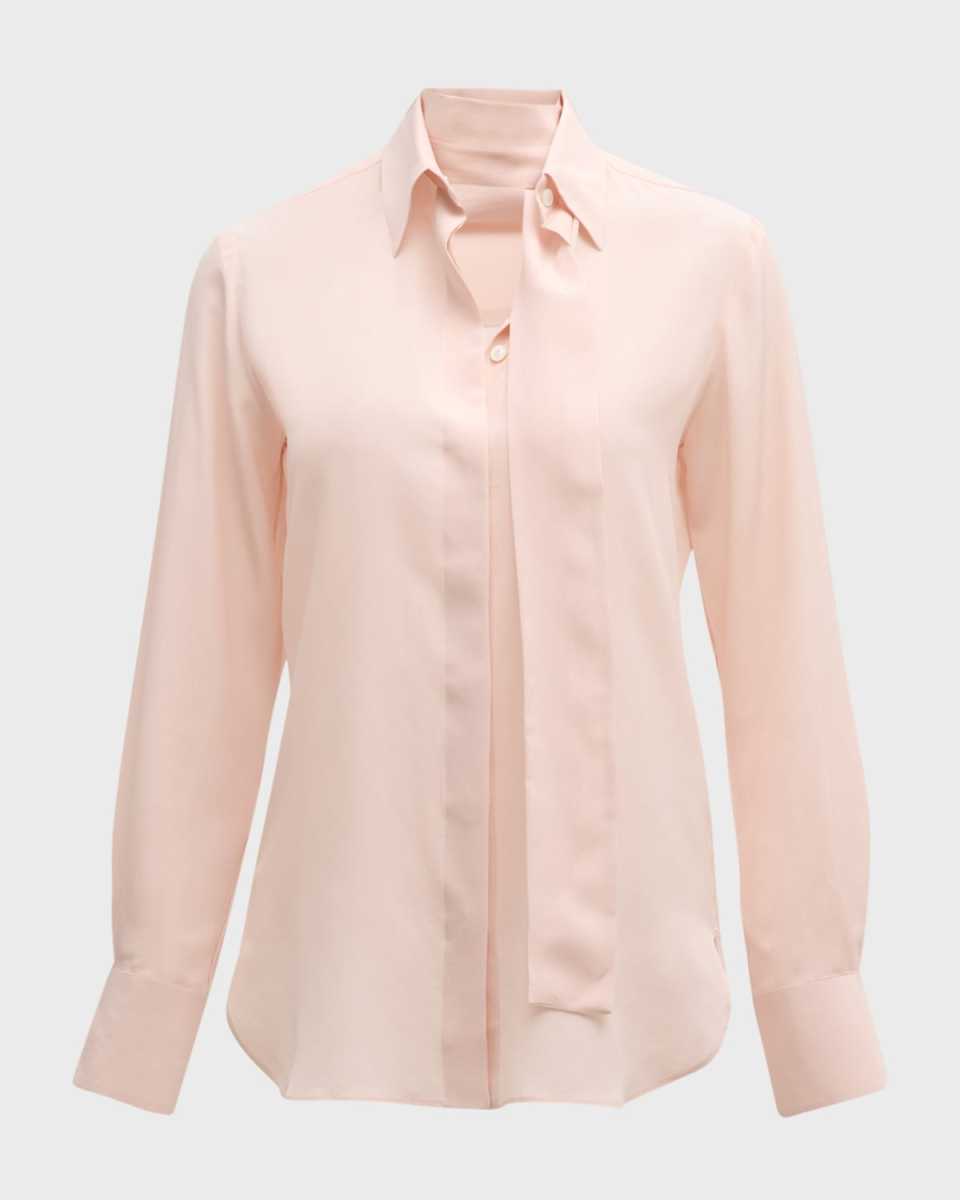 Neck-Scarf Silk Collared Blouse