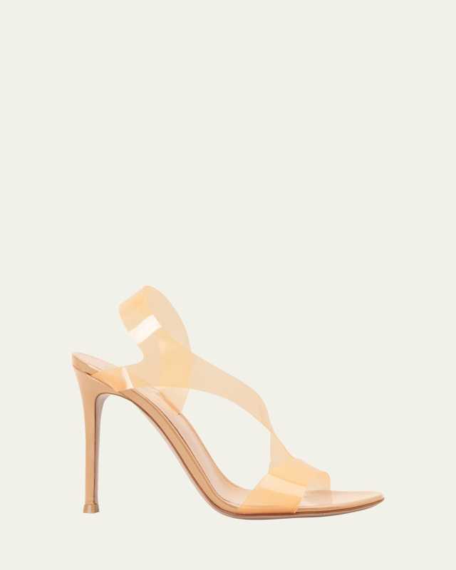 105mm Asymmetrical Plexi Stretch Sandals