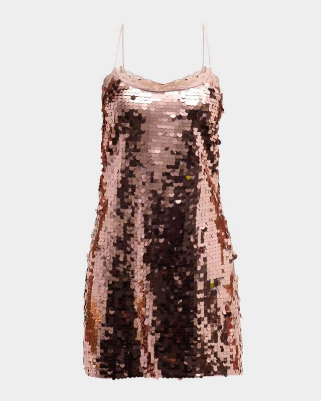 Grecia Sequin Spaghetti-Strap Mini Dress