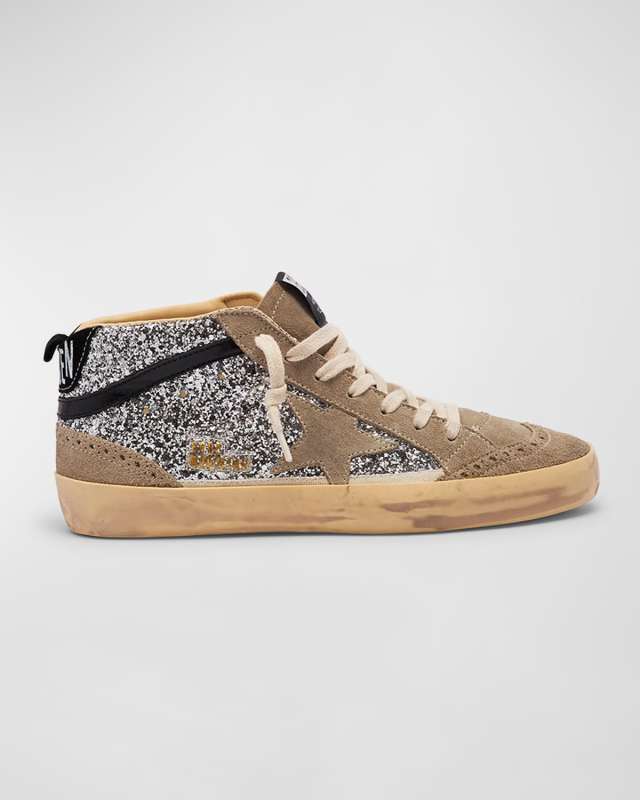 Mid Star Glitter Wing-Tip Sneakers