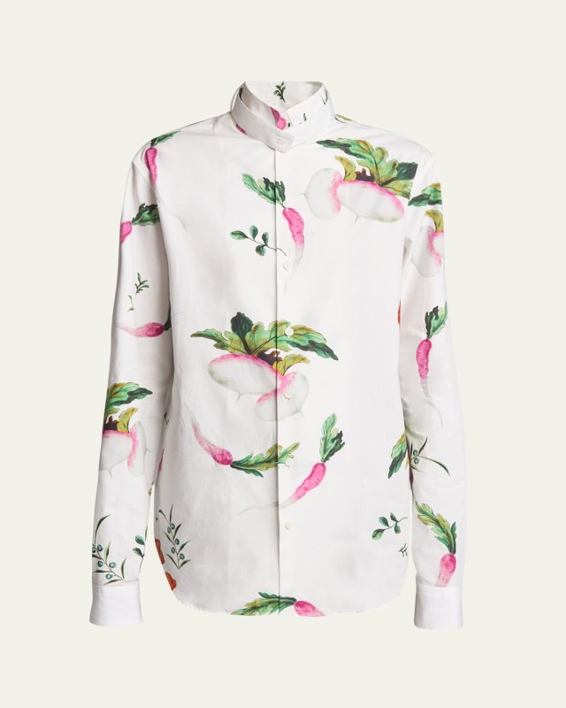 Vegetable Printed Button-Front Blouse