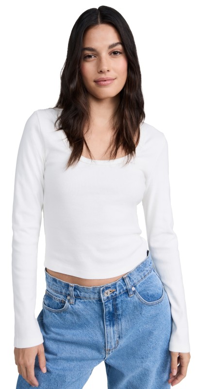 ABRAND 90s Icon Long Sleeve Scoop Neck Top Black