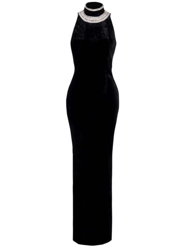 crystal-embellished velvet gown