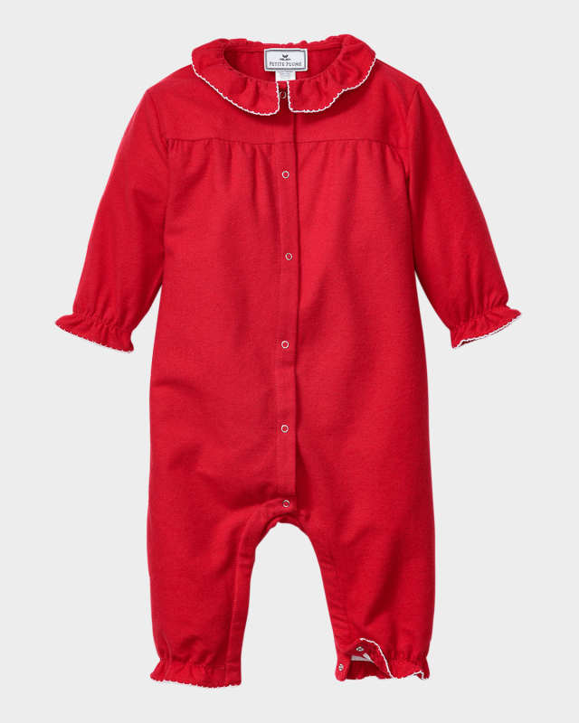 Girl's Madeline Red Flannel Coverall, Size Newborn-24