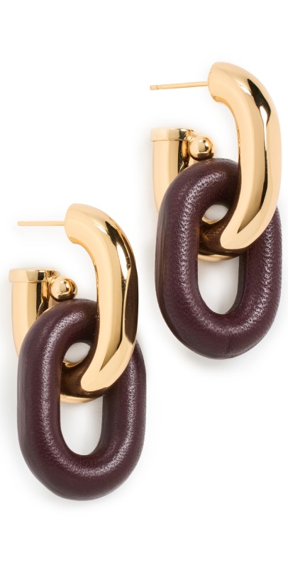 rabanne XL Link Double Earrings Gold/Burgundy