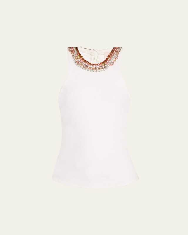 Lizzie Chunky Rhinestone Necklace Tank Top