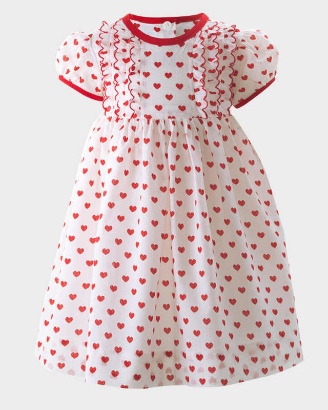 Girl's Heart Scalloped Frill Dress with Bloomers, Size 6M-24