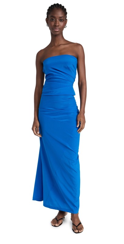 Proenza Schouler Odette Strapless Dress In Silk Viscose Cerulean