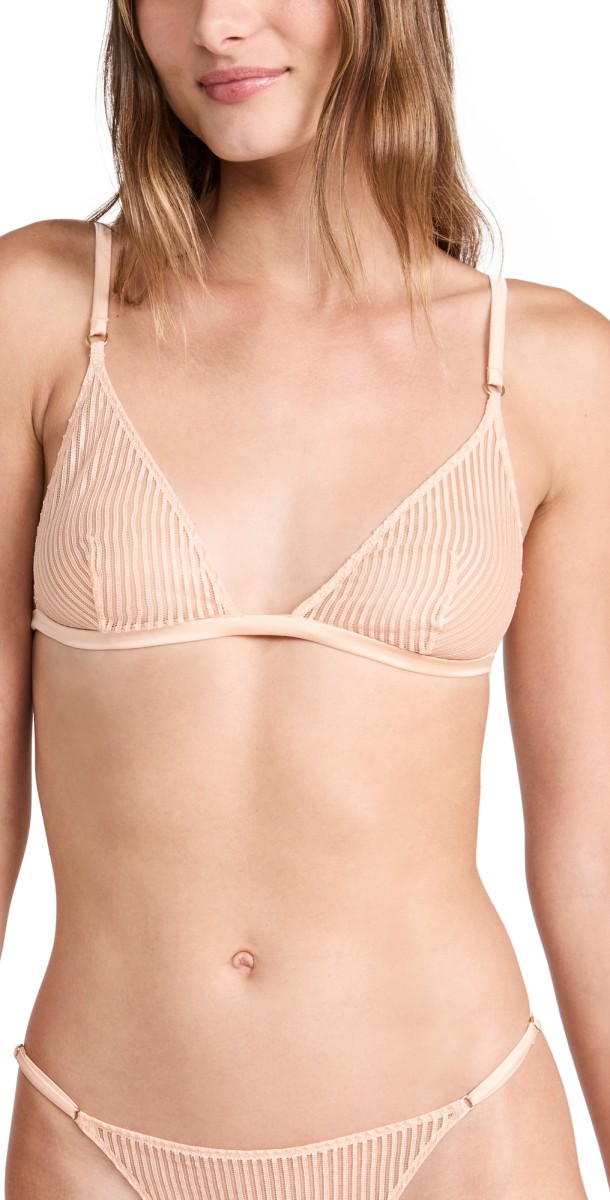 Kiki De Montparnasse Striped Lace Soft Bra Blush