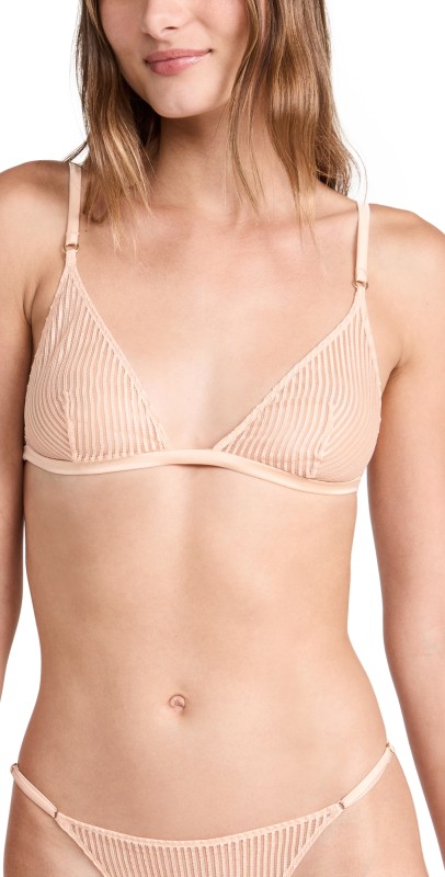 Kiki De Montparnasse Striped Lace Soft Bra Blush