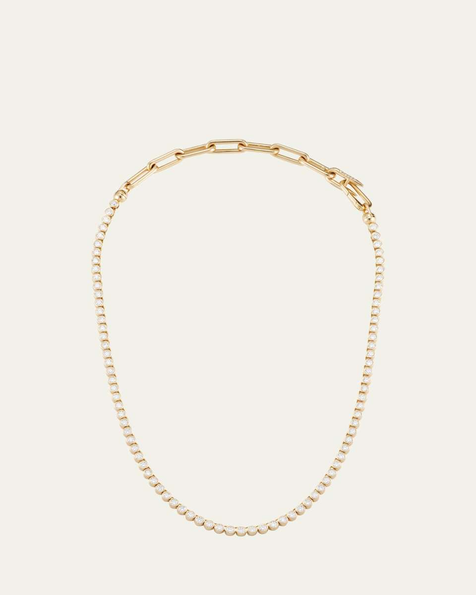 18K Yellow Gold Diamond Bezel and Chain Extender Necklace