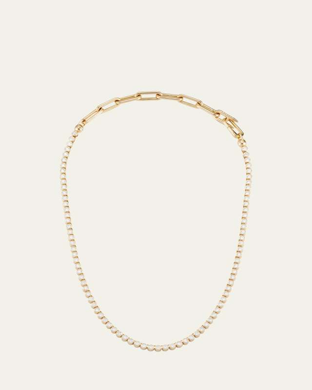 18K Yellow Gold Diamond Bezel and Chain Extender Necklace
