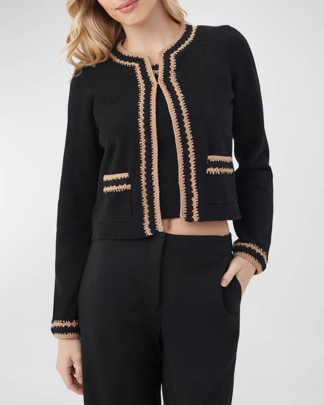 Sinai Crochet-Trim Crewneck Cardigan