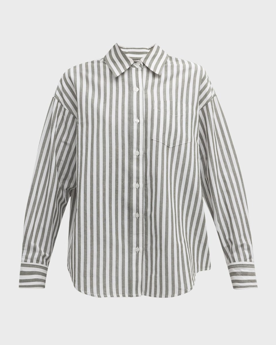 Striped Oversized Button-Front Shirt
