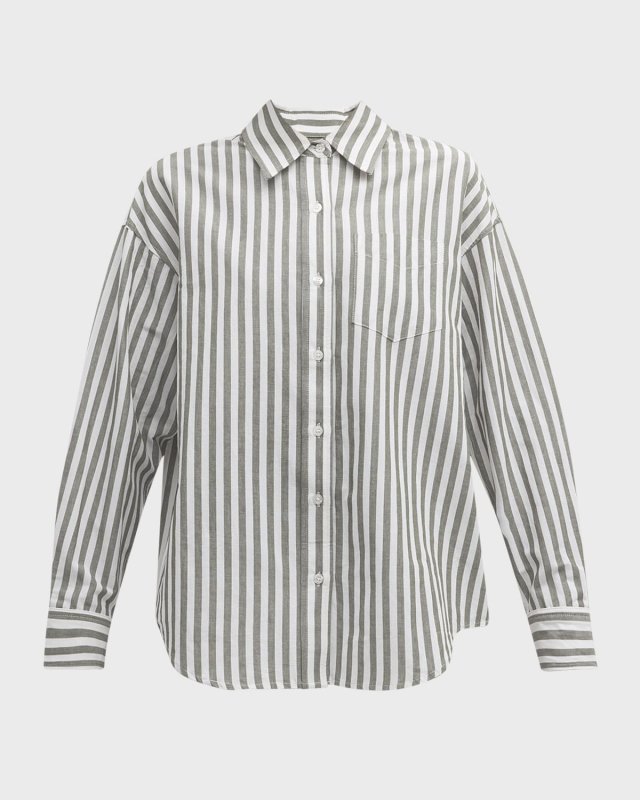Striped Oversized Button-Front Shirt