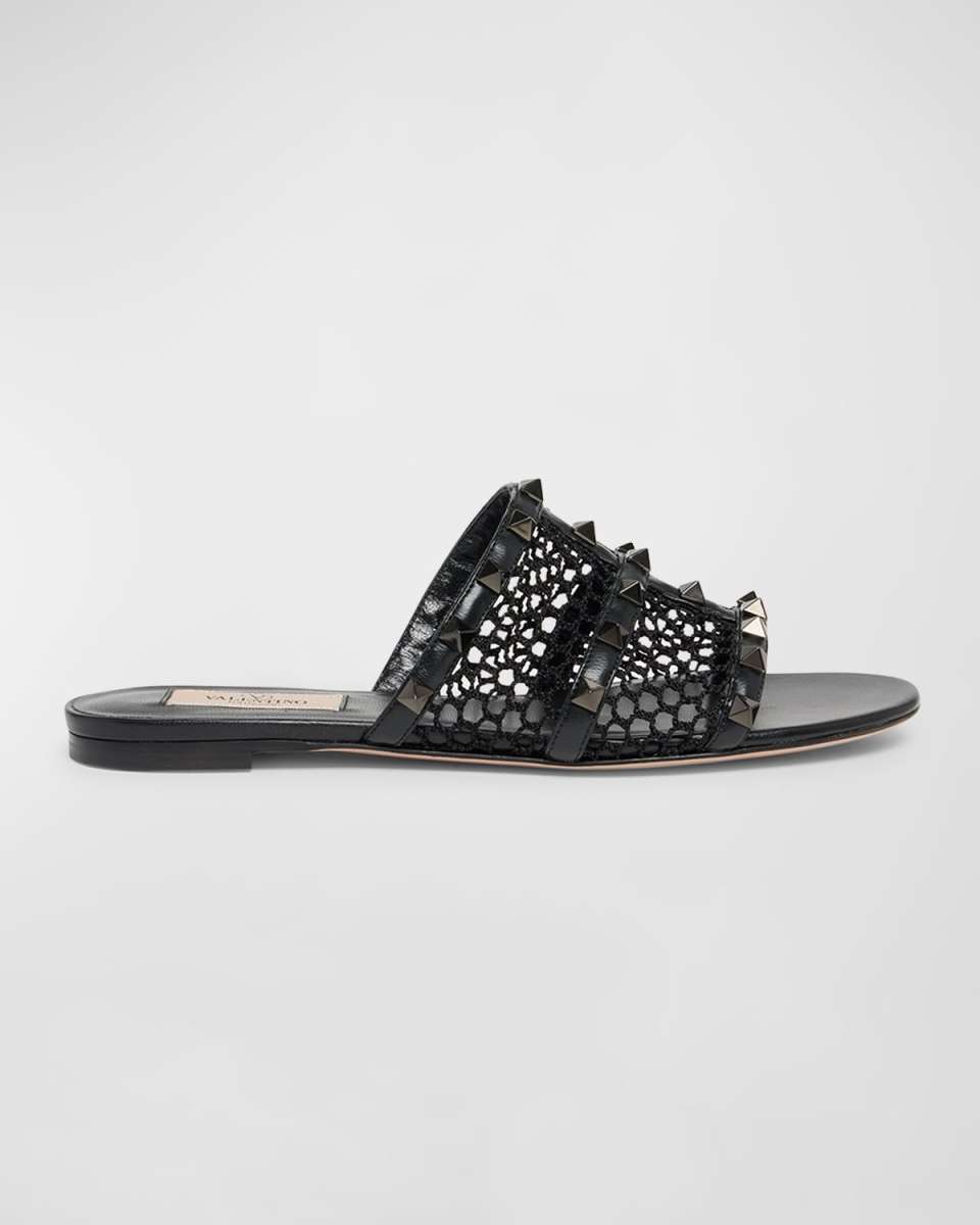 Rockstud Net Flat Slide Sandals