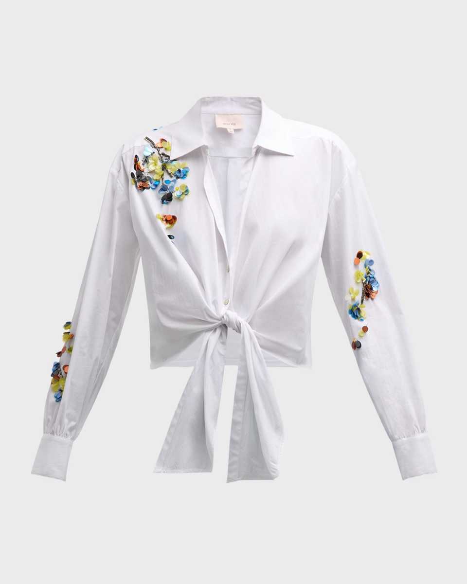 Sequin Flower Marianna Front-Tie Top