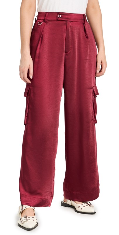 LNA Lou Silky Cargo Pants Lambrusco