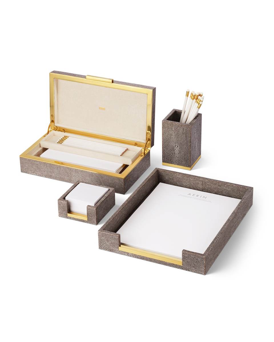 Faux Shagreen Envelope Box
