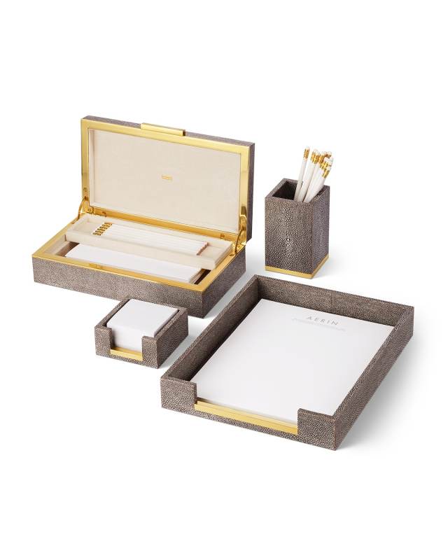 Faux Shagreen Envelope Box