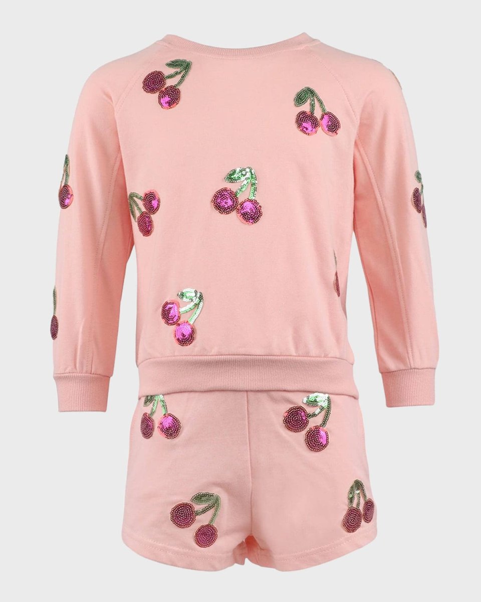Girl's Sequin Cherry Short Set, Size 2-14