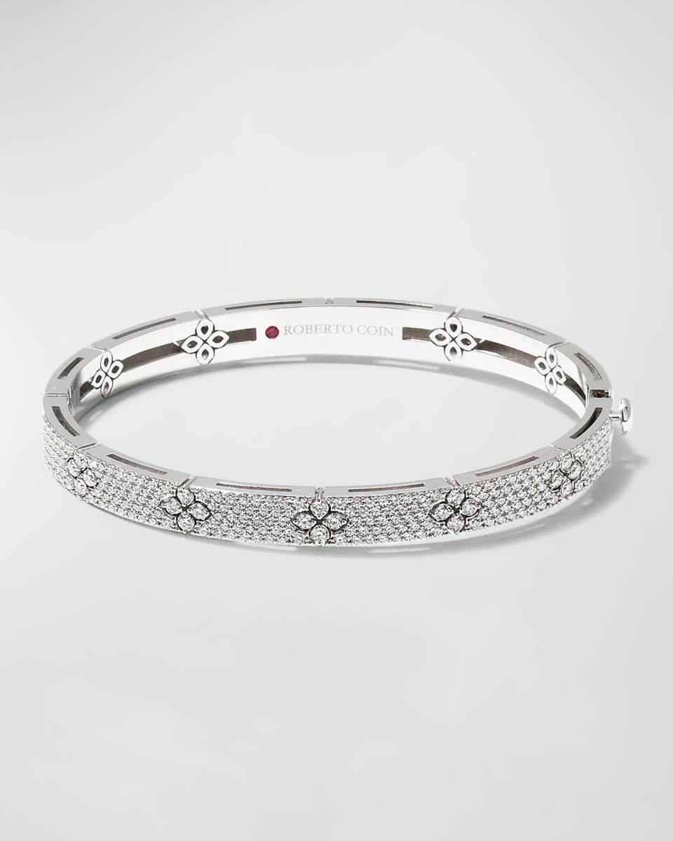18k White Gold Love in Verona Diamond Pave Bangle