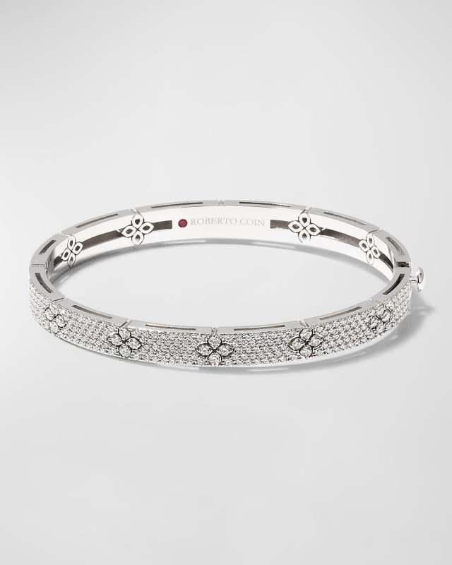 18k White Gold Love in Verona Diamond Pave Bangle