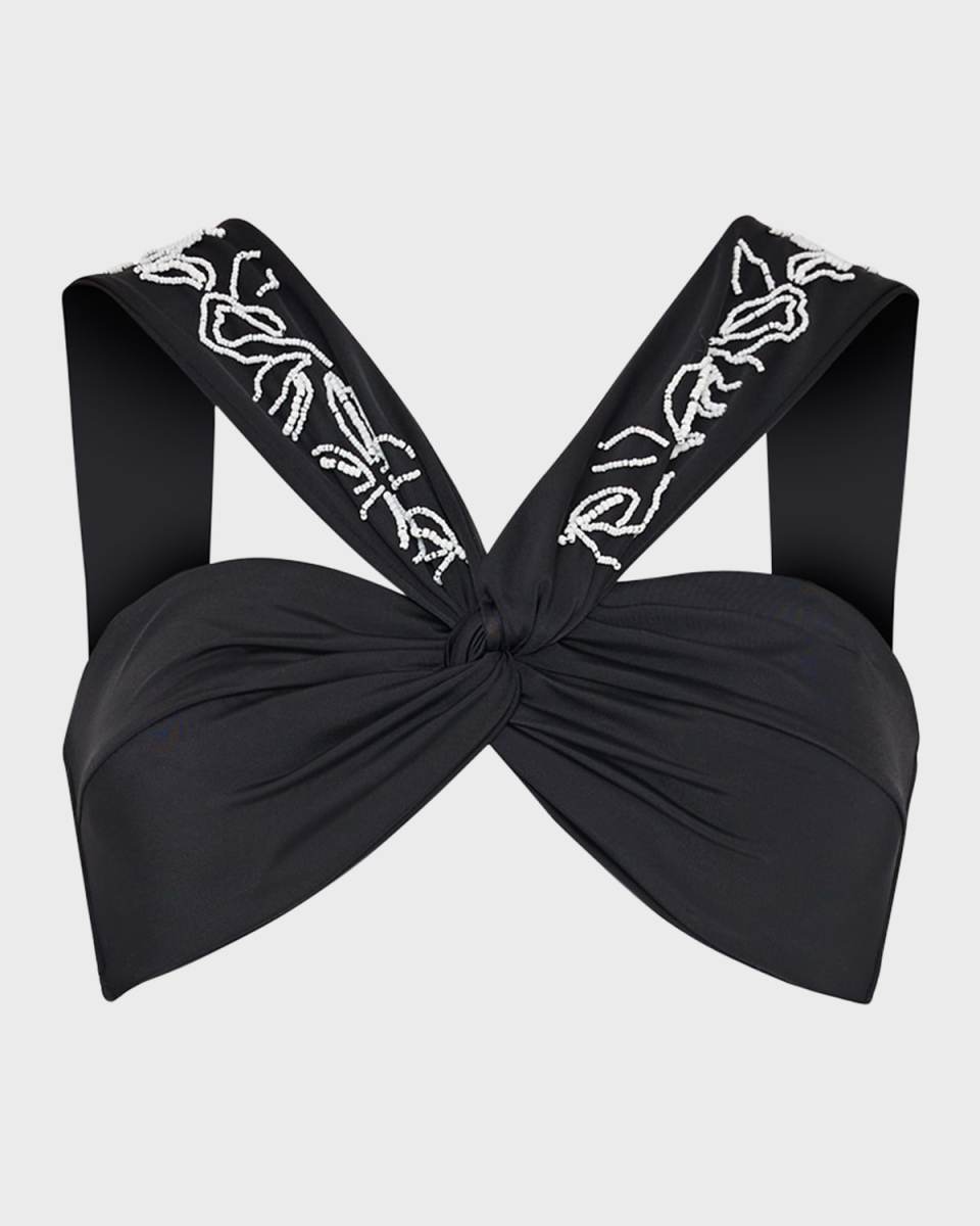 Beaded Applique Bikini Top