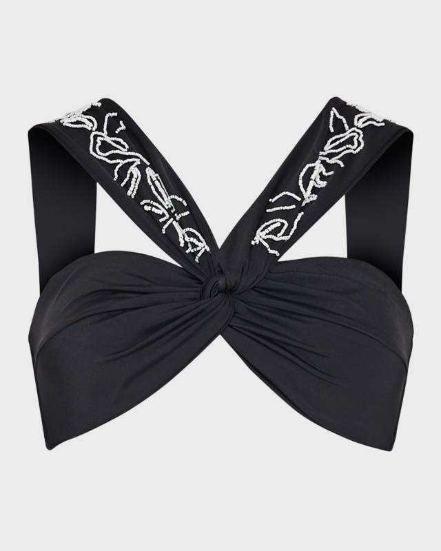 Beaded Applique Bikini Top